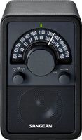 Sangean WR-15BK AM/FM Table Top Wooden Radio, Black Leatherette