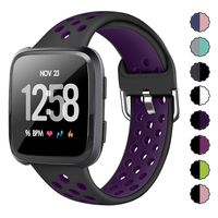 XIMU Sport Bands Compatible with Fitbit Versa/Versa 2 / Versa Lite, Soft Silicone Waterproof Breathable Sport Watch Strap Replacement Wristband Accessories Women Man for Versa Smart Watch