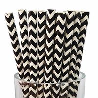 Free DHL 500 pcs Black Chevron Paper Straws Bulk, Black and White Zig Zag Paper Drinking Straws for Party, Wedding, Birthday, Halloween Mason Jar Straws