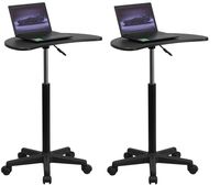 Flash Furniture Height Adjustable Mobile Laptop Computer Desk with Black Top (Pack of 2)