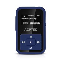 Bluetooth 8GB Mp3 Player with Clip,Lossless Sound Music Player with FM Radio& Voice Recorder,Slot up to 128GB,Silicone Case for Sport, AGPTEK A12 Dark Blue