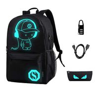 Anime Backpack Luminous Backpack Boys School Backpack Noctilucent School Bags Boys Bookbags for High School USB Chargeing port&anti-theft Daybag (Anime Backpack for Music)