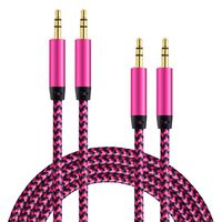 Ailkin Car AUX Audio Cable, 3.5mm Male to Male Audio Cable, Braided Tough 1.5m/ 5 ft Stereo Aux Cord, Compatible with iPhone, iPod, iPad, Samsung Galaxy, Car Cable Double Headphone and More-2 Pack