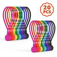 Rich&Ray Reusable Silicone Twist Ties with Strong Magnet for Bundling and Organizing, Can Be Used in Many Ways or Just for Fun (10 Colors-20 Pack)