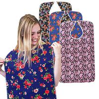 Sainfee Adult Bib Washable Reusable Waterproof Clothing Protector with Optional Crumb Catcher and Vinyl Backing (3 Pack Butterfly/Red Rose/Pink Flower)