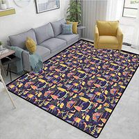 Cartoon Plaid Bath Mats Carpet, Carnival Pattern with Circus Carts Doodle Style Castles and Houses Illustration, Durable Rugs - Living, Dinning, Office, Rooms & Bedrrom, Hallway Carpet(2'x 6')