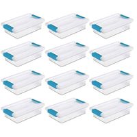 STERILITE 19698606 Mini Clip Storage Box Clear with Blue Aquarium Latches 12 Pack free Microfiber towel