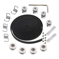 Calorbot 5M GT2 Timing Belt 6mm Width + 4pcs 20 Teeth 5mm Bore Belt Pulley Wheel + 4pcs Idler + 4pcs Tensioner Spring Torsion + 2pcs Gear Clamp Mount Block with Allen Wrench for 3D Printer RepRap