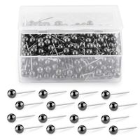 Yalis Push Pins Map Tacks 1/8-Inch Retro Metallic Color Beads Head Marking Push Pins, 4 Colors, 200-count (Metallic Black)