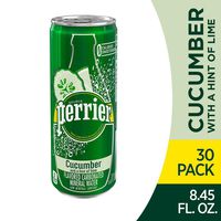 Perrier Cucumber Lime Flavored Carbonated Mineral Water, 8.45 Fl Oz (30 Pack) Cans