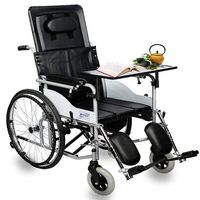 LBYMYB Wheelchair Transport Folding Portable Travel Chair Carrying Elderly Disabled Potty Multi-Function Semi-Recumbent Wheelchair