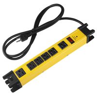 Industrial Metal Power Strip Surge Protection, 6 Outlet Heavy Duty Power Strip, Workshop Power Strip with 5.9FT 14AWG/3C Power Cord, 15A Circuit Breaker, AC 15A 125V 60HZ 1875W ETL Listed.