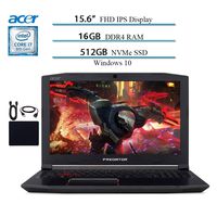 Acer Predator Helios 300 Gaming Laptop Notebook PC, 15.6" FHD IPS w/ 144Hz Refresh, Intel i7-8750H, GTX 1060 6GB, 16GB DDR4, 512GB SSD, Aeroblade Metal Fans, Windows 10 w/Accessories