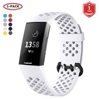 FunBand for Fitbit Charge 3 Strap Bands, Easy Adjust Breathable with Ventilation Holes Soft Silicone Sport Replacement Accessory Bracelet Straps for Fitbit Charge 3 Fitness Activity Wristband