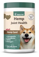 NaturVet - Hemp Joint Health for Dogs - Plus Hemp Seed - Supports Overall Joint Health - Enhanced with Glucosamine, MSM, Chondroitin & Antioxidants - 120 Soft Chews