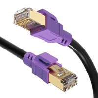 Cat 8 Ethernet Cable 25 ft, JewMod 26AWG Lastest 40Gbps 2000Mhz SFTP Patch Cord, Heavy Duty High Speed Cat8 LAN Network RJ45 Cable- in Wall, Outdoor, Weatherproof Rated for Router, Modem, PC, Gaming