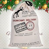Interlink Christmas Santa Sack Canvas Bag for Gift Large Santa Sacks with Drawstring for Kids Sacks Personalized Size 27.5"x19.5" (1-White Overnight delivery)
