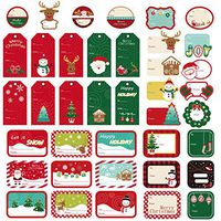 Whaline 146Pcs Christmas Self Adhesive Stickers Gift Name Tag, Santa Snowmen Xmas Tree Reindeer Christmas Presents Labels, Christmas Decals for Festival Birthday Wedding Holiday Decoration(15 Sheets)