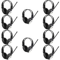 Retekess TR101 Headphones Radio FM Testing Headphones for Testing and Tour Guide Wireless Receiver (10 Pack,Black)