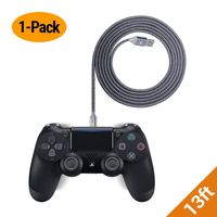 EXINOZ Braided Charger Cable for PS4 DualShock and Xbox One Controller | Ideal Length Xbox and PS4 Controller Charging Cable | 1 Year Replacement Warranty (13ft, 1 Pack)