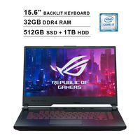 2019 Asus ROG G531GT 15.6 Inch FHD Gaming Laptop (9th Gen Intel 6-Core i7-9750H up to 4.50 GHz, 32GB DDR4 RAM, 512GB SSD + 1TB HDD, NVIDIA GeForce GTX 1650, RGB Backlit Keyboard, Windows 10) (Black)