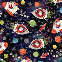 Outer Space Santa Holiday Gift Wrapping Paper Roll - 24" x 15'