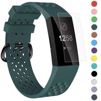Velavior Breathable Bands for Fitbit Charge 3/ Charge3 SE, Waterproof Silicone Sports Band with Air Holes, Adjustable Replacement Wristbands for Women Men Small Large (Small, DarkSlateGray)