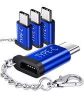 Micro USB(Female) to USB C Adapter 4-Pack, JSAUX Aluminum USB Type C Adapter with Keychain Fast Charging Compatible with Samsung Galaxy S10 S9 S8 Plus Note 9 8,LG V30 G5 G6, Moto Z Z2,and More(Blue)