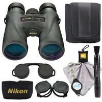 Nikon Monarch 5 12x42 Binoculars (7578) Compact Binocular, Black Bundle with a Nikon Cleaning Cloth, Lens Pen, and Lumintrail Keychain Light