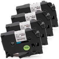 Replace 12mm 0.47 Inch TZe TZ Laminated White Brother Label Maker Tape Work with Brother P-Touch PT-D210 PT-H100 PT-1880 Label Tape, 4-Pack TZe-231