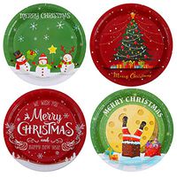 Aneco 60 Pieces Christmas Party Plates Paper Plates Disposable Plates Round Plates Party Supplies for Christmas Party, 9 Inches