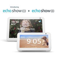 Echo Show 8 (Sandstone) with Echo Show 5 (Sandstone)