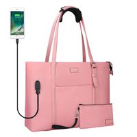 USB Laptop Tote Bag,Chomeiu Woman 15.6 inch Laptop Organizer Bag Teacher Work Purse (Pink)