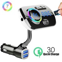 Bluetooth FM Transmitter for Car,Upgraded Bluetooth 5.0 USB Wireless Radio Adapter, Quick Charged,7 Color LED Backlit,Supports USB Flash Drive, microSD Cards, Handsfree Car Kit