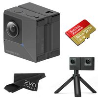 Insta360 EVO 3D 360 Hybrid VR Camera with 5.7K Video and 18MP Photos - Bundle Includes 64GB SanDisk Extreme microSDXC (2 Items) - Works with Oculus, Samsung Gear VR & Vive Focus