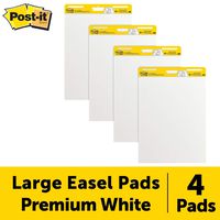 Post-It Super Sticky Easel Pad, 25 x 30 Inches, 30 Sheets/Pad, 4 Pads, Large White Premium Self Stick Flip Chart Paper, Super Sticking Power (559-4)