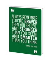 Tree-Free Greetings Braver Stronger Smarter Soft Cover Journal, 5.5 x 7.5 Inches, 160 Lined Pages, Winnie the Pooh Quote, Green (JR89975)
