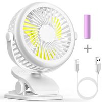 Clip Fan and Desk Fan 2 in 1, 6-inch Mini Portable Rechargeable USB Fan with 2000 mAh Battery and Micro USB Cable, 360 Degree Rotation for Baby Stroller, Car, Gym, Office, Outdoor, Traveling, Camping