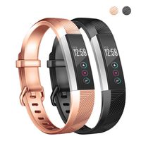 Wekin Replacement Silicone Sport Bands Compatible for Alta and Alta HR Fitness Tracker, Breathable Accessory Bracelet Strap Wristband for Women Men (Large(6.7"-8.1"), Rose Gold/Black)