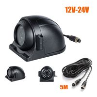 4Pin 12 LED Side Rear View Parking Reversing Backup Camera for Truck Bus Vehicle Monitor + 5M Video Cable 12V-24V (4Pin Chebian)