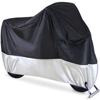 Motorcycle Cover, Ohuhu All Season Waterproof Snowproof Motorbike Covers with Lock Holes, Fits up to 108" Motors Bikes Scooters for Honda, Yamaha, Suzuki, Harley, Kawasaki(XX Large), Black-Silver