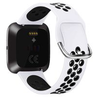Sport Band Compatible with Fitbit Versa 2, Soft Silicone Replacement Wristband Ventilation Holes Breathable Sports Strap Compatible with Fitbit Versa 2, Small Large, for Women Men (Large, Gray+White)