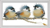 CaptainCrafts New Stamped Cross Stitch Kits Preprinted Pattern Counted Embroidery Starter Kits for Beginner Kids and Adults - Three Birds (Stamped 11CT)