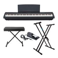 Yamaha P125 88 Weighted Key Digital Piano Bundle with Knox Double X Stand, Knox Large Bench and Sustain Pedal (4 items)
