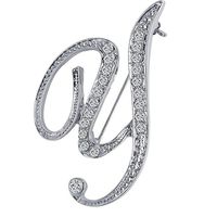 ANTOLL1Pcs A to Z 26 English Letters Silver Plated Metal Clear AAA+ Crystal Lapel Pin Brooches Collar (1pcs-Y)
