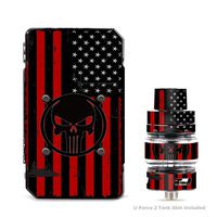 IT'S A SKIN Decal Vinyl Wrap for VooPoo Drag Mini & UForce T2 Tank Vape Sticker Sleeve/Red American Flag Black Punish Badge