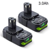 2Pack 3000mah Ryobi 18V Lithium Replacement for Ryobi 18 Volt Lithium Battery ONE+ P104 P105 P102 P103 P107 Cordless Tools 2-Pack