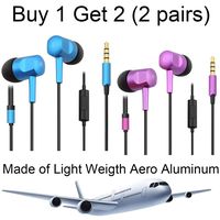 Daioolor Metal Blue Earbuds Beautiful Purple in Ear Headphones with Microphone (Blue and Purple)