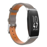 TiMOVO Replacement Band Compatible with Fitbit Inspire/Inspire HR/Ace 2, Pure Color Leather Band Watch Strap for Women Soft Sport Wrist Bands fit Fitbit Inspire/Inspire HR/Ace 2 - Gray
