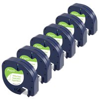 6-Pack Equivalent Dymo Letratag Refills 91330 S0721510 1/2'' W x 13' L Black on White Letratag White Paper Tapes Compatible with Dymo LetraTag Plus LT100H LT100T QX50
